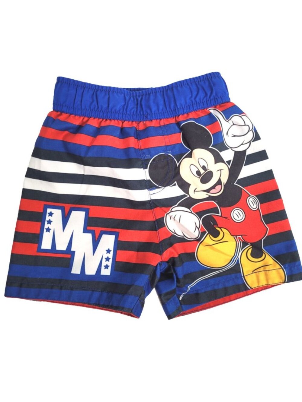 Disney Boys Mickey Mouse Swim Trunks 2T Red White Blue Stripes Swimsuit Toddler